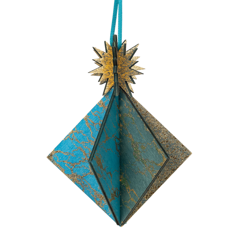 Wooden Bauble | Diamond Tile in Turquoise